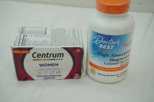 lot 72 image: Centrum Womens (120ct) Multivitamin & High Absorption Magnesium (240ct 200mg per serving)
