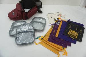lot 192 image: Baby Hip Carrier & 3 Clear Stadium Backpacks, Assortment of Small Bags