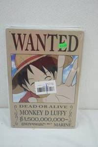 lot 267 image: Metal Signs (10ct) Wanted Dead or Alive Monkey D Luffy