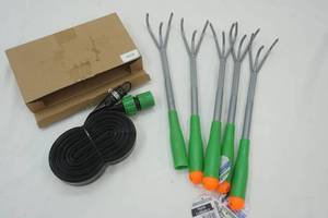 lot 443 image: hand cultivators, trampoline sprinkler