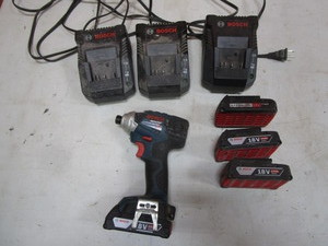 lot 60 image: Bosch 18v Driver, Batteries, Chargers