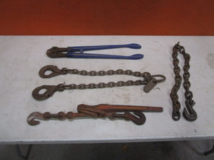 lot 314 image: Bolt Cutter, Lifting Chain, Load Binder