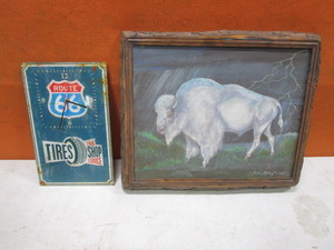 lot 347 image: Clock & Jon Metcalf Canvas Painting