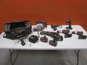 lot 50 image: Craftsman 19.2v Tools, Chargers, Batteries, Tool Bag