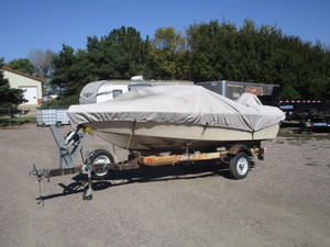 lot 4-A image: 1984 Glastron 15 Boat w50hp US Marine Motor (all accessories included see all pics & full description)