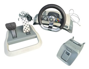 lot 11 image: Microsoft XBOX 360 Wireless Racing Wheel #WRW02, Clamp Mount, and Pedals