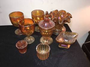 lot 110 image: Orange Carnival Glass Lot