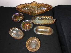 lot 113 image: Orange Carnival Glass
