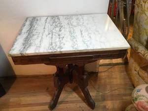 lot 7 image: Marble and Wood Table