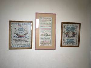 lot 240 image: Antique Framed Crosstitch Dcor