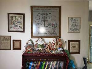 lot 241 image: Antique Framed Crosstitch Dcor