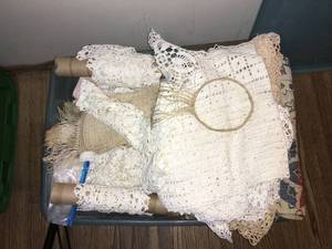 lot 243 image: Vintage FabricsDoiliesCloths
