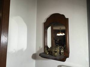 lot 71 image: Wall Display Mirror wBrass Figurines