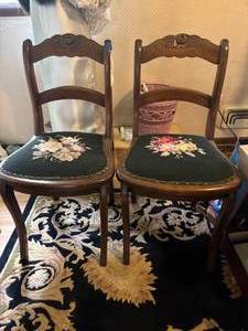 lot 11 image: Embroidered Antique Chair