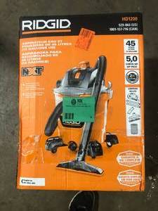 lot 4 image: RIDGID 12 Gal. 5.0 Peak HP NXT Shop Vacuum Wet Dry Vac with General Debris Filter, Locking Hose and Attachments HD1200 Customer Returns See Pictures