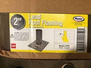 lot 18 image: Master Flow 2 in. Lead Roof Boot No Caulk Vent Pipe Flashing  Customer Returns See Pictures