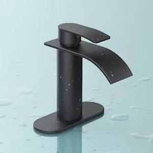 lot 23 image: ANZA Single-Handle Bathroom Faucet with Deckplate Included and Spot Resistant in Matte Black    Customer Returns See Pictures