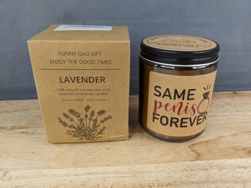 lot 99D image: Lavender Scented 7 oz Soy Candle Same Penis Forever - Brand New