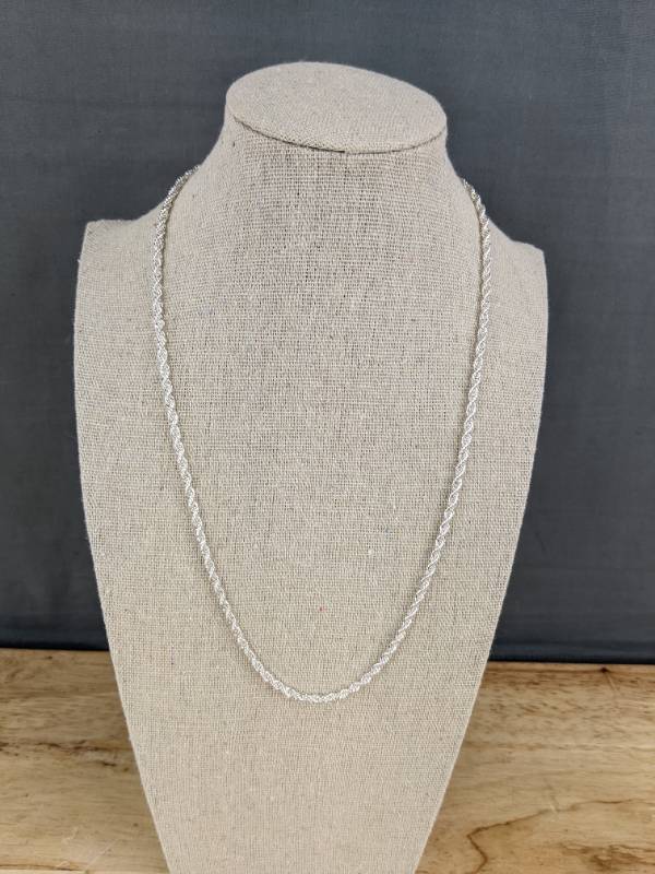lot 14G image: .925 Sterling Silver 3mm Rope Chain Necklace, $64 Retail - Brand New