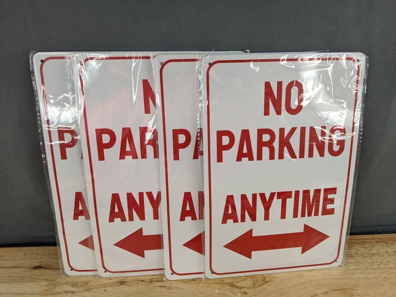 lot 55A image: 4 Brand No Parking Anytime Signs 8 x 12 - Brand New