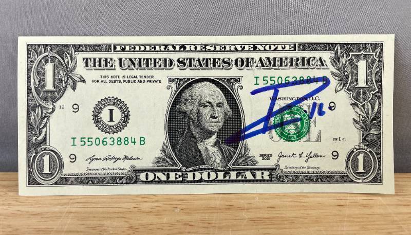 lot 37D image: Pau Gasol Autographed $1 Bill - NBA Los Angeles Lakers Basketball I