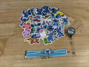 lot 189 image: Stitch 25 Sticker Collection with Bracelet and Retractable Badge Reel - Brand New