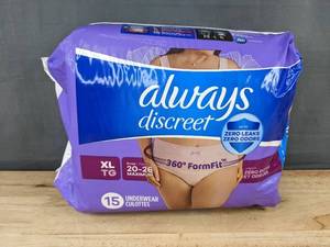 lot 282 image: 15 Always Discreet Underwear, XL - Brand New