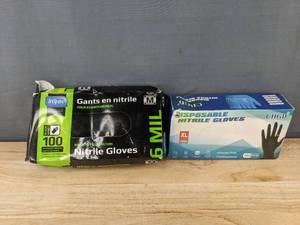 lot 288 image: 2 Boxes Disposable Nitrile Gloves, Medium, XL - Brand New