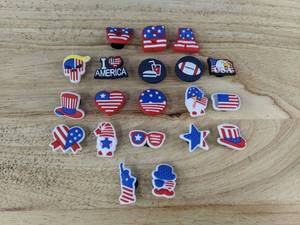 lot 77L image: 20 USA Patriotic Shoe Charms for Crocs - Brand New