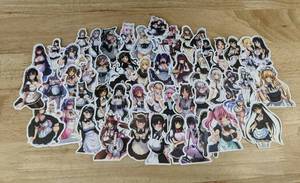 lot 60L image: 50 Anime Maid Character Stickers - Brand New