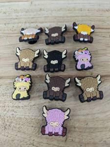 lot 38L image: 10 Highland Cow Shoe Charms for Crocs - Brand New