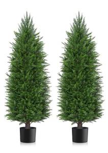lot 49 image: 2 Artificial 48 Cedar Topiary Trees in Pots $130 Retail - New B