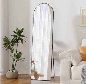 lot 66 image: Full Length Arched Mirror, Black Aluminum Frame 58 x 16 in - New
