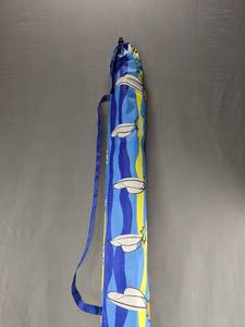 lot 81 image: Blue Beach Umbrella with Sailboat Design, Carrying Case - Brand New B