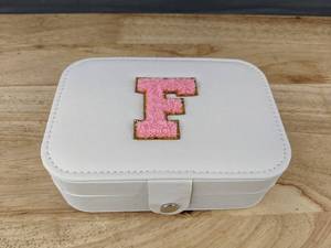 lot 173 image: White Jewelry Box with Pink F Initial - Brand New B