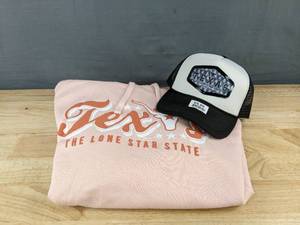 lot 193 image: Texas Womens Hoodie Medium & Texas Hat Snapback Bundle - Brand New