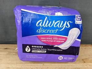 lot 246 image: 26 Always Discreet Ultimate Extra Long Pads - Brand New