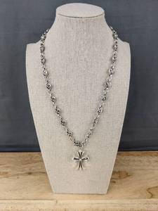 lot 56L image: Silver Tone Cross Necklace - Brand New