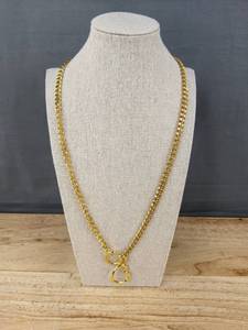 lot 325M image: Gold Tone Heart O-Ring Slip Chain Necklace, 24 Inch - Brand New
