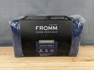 lot 277 image: 6 Fromm Colorsafe Cotton Towels in Navy, 16 x 29 in - Brand New