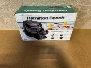 lot 6 image: Hamilton Beach Double Belgian Waffle Maker in Box