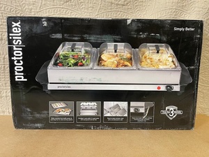lot 111 image: Proctor Silex 3-Tray Buffet Server & Food Warmer with Lids