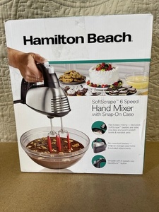 lot 114 image: Hamilton Beach SoftScrape 6 Speed Hand Mixer with Snap-On Case
