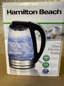 lot 123 image: Hamilton Beach 1.7 Liter Glass Electric Kettle 1500W Auto Shutoff