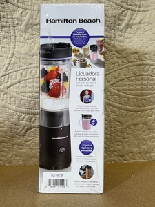 lot 156 image: Hamilton Beach Personal Blender with Leak-Proof Travel Lid, 14 oz,