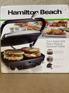 lot 161 image: Hamilton Beach 3-in-1 Indoor Grill Panini Press and Sandwich Maker