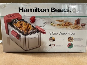 lot 173 image: Hamilton Beach 8 Cup Deep Fryer with Red Accents