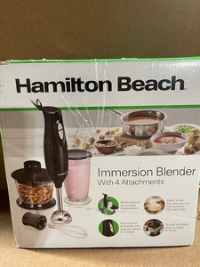 lot 174 image: Hamilton Beach Immersion Blender with 4 Attachments - Model 59768G