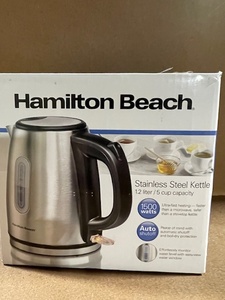 lot 176 image: Hamilton Beach Stainless Steel Electric Kettle 1.2 Liter 1500W