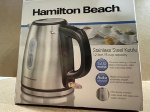 lot 182 image: Hamilton Beach Stainless Steel Electric Kettle 1.2 Liter 1500 Watt